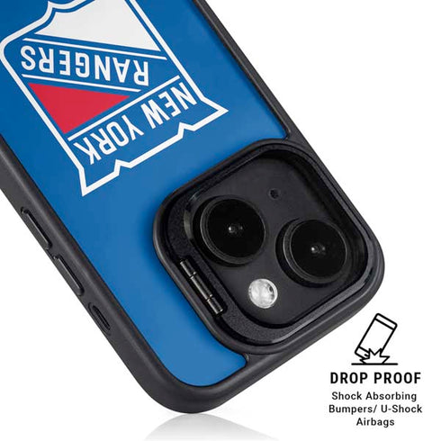 NHL New York Rangers Solid Background iPhone 15 Kickstand Case